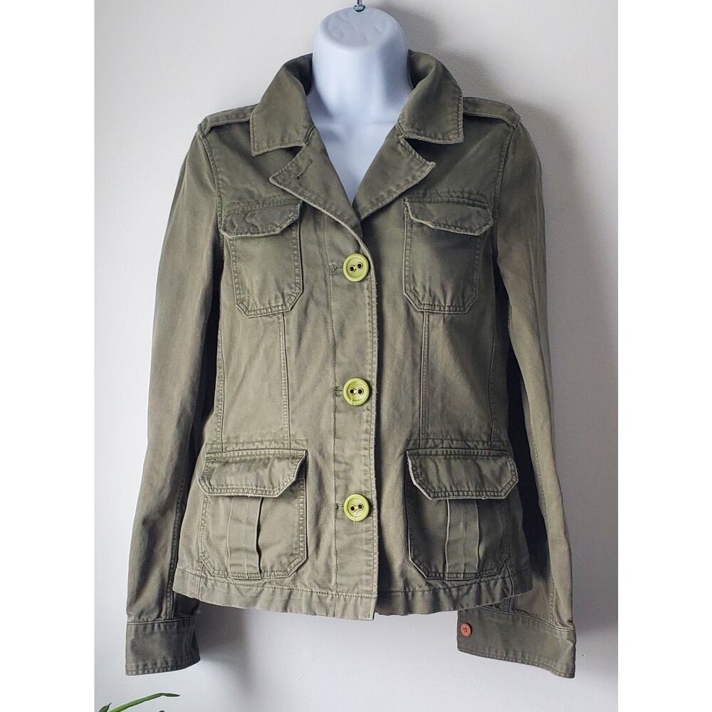 Vintage Old Navy Womens Army Green Cotton Jacket Size Small Utility Preppy Boho